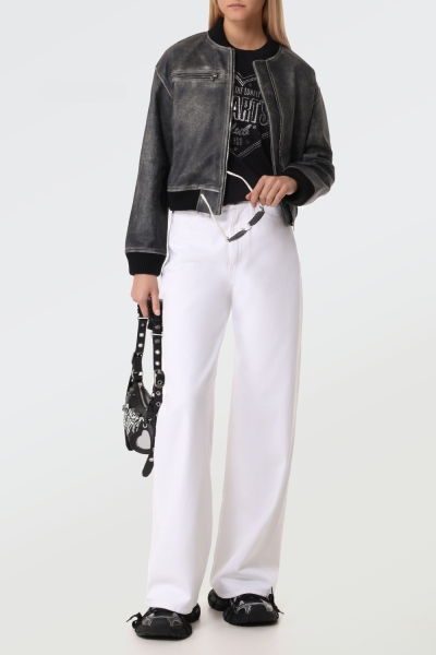 Женский бомбер из натуральной кожи